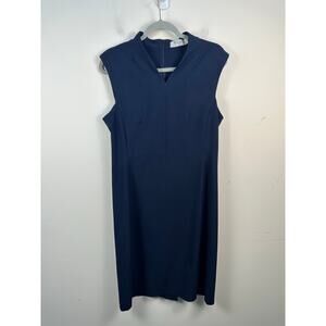 MM Lafleur Sheath Sleeveless Dress Size 12 Navy Blue EUC Career Wear
